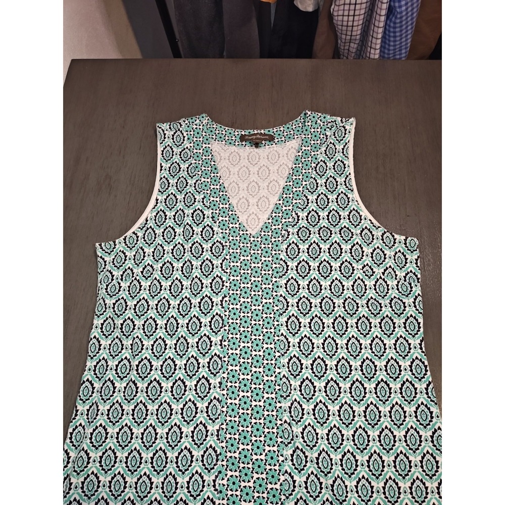 Tommy Bahama Sleeveless V-Neck Mini Dress in Aqua and White - Picture 3 of 9